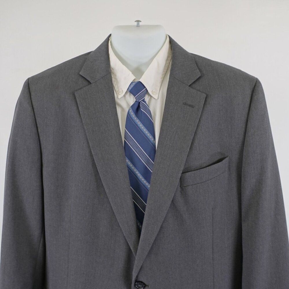 Stafford Wool Blend Classic Fit Gray Travel Suit Jacket 44L Or Slim 46L 2 Button